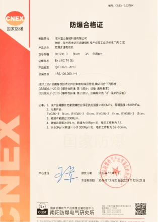 CNEX explosion-proof certificate